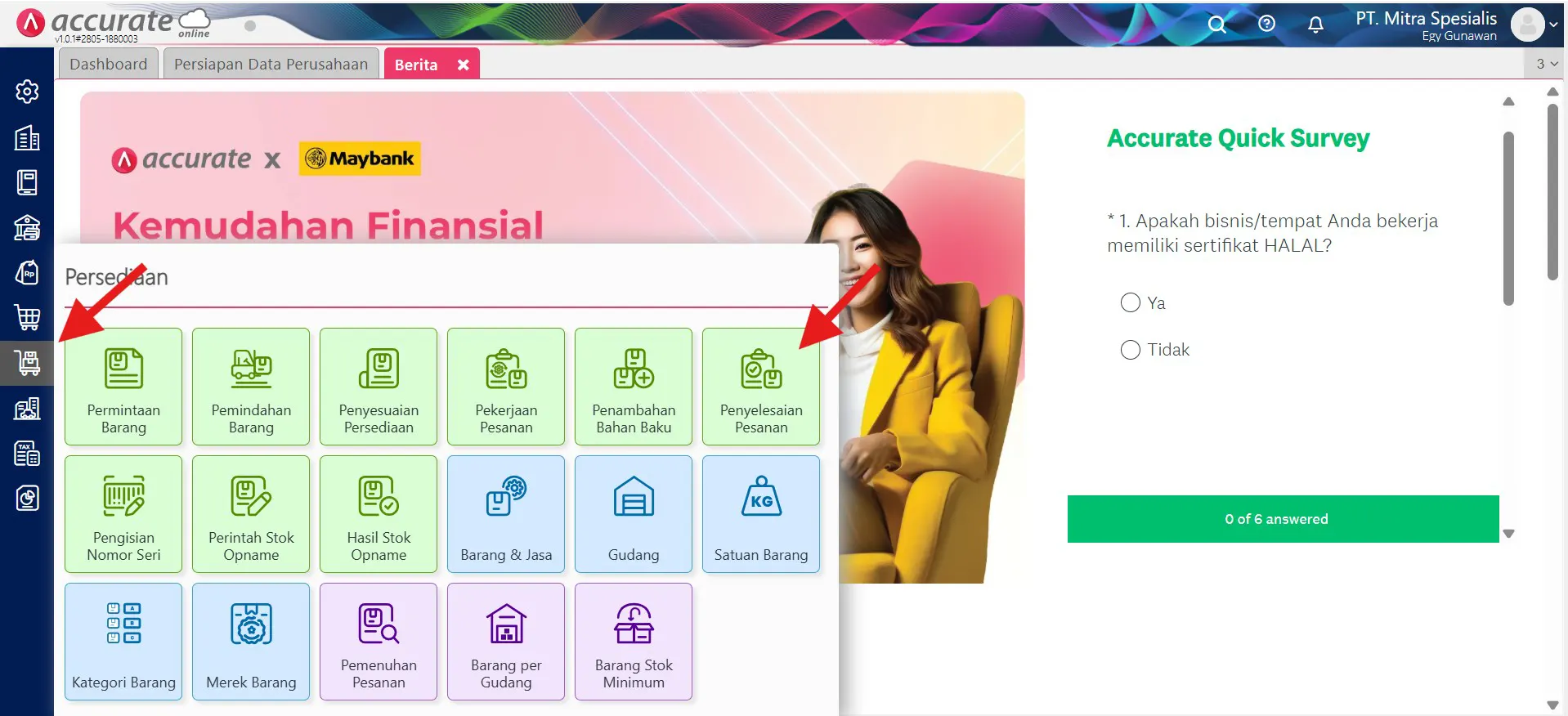 1 Mencatat penyelesaian pesanan atas beberapa barang jadi
